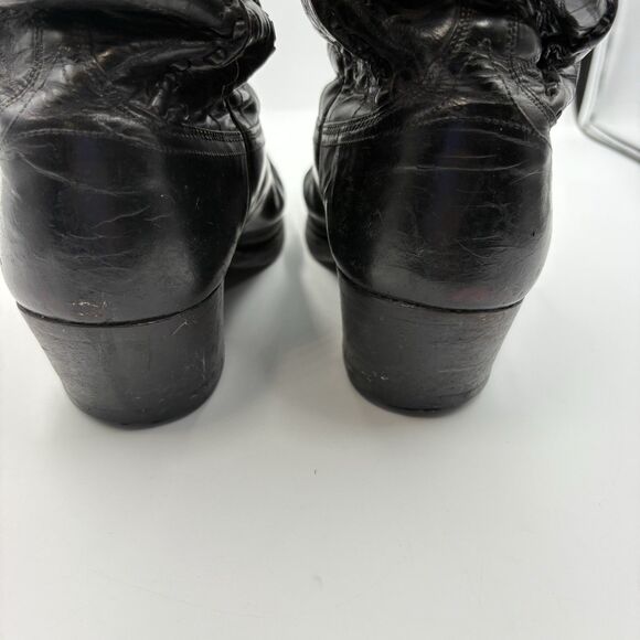 Dan Post Embroidered Black Leather Cowboy Boots Men’s 7 Vintage - Picture 8 of 12